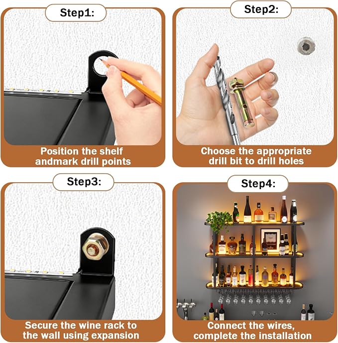 Metal Wall Mount Wine Rack, - Image 9
