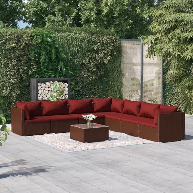 8-Piece Outdoor Garden Lounge Set, Rectangular Modular Couch - Image 2