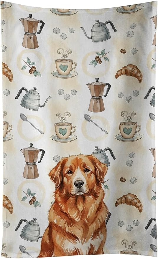 Caroline's Treasures Reddish Brown Great Pyrenees Coffee Bar Kitchen Towel by CarolinesTreasures