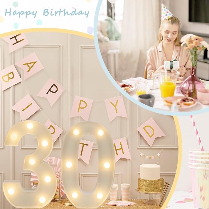 Light Up 30 Number Lights, Warm White Decorative LED Light Up Numbers, Battery - Image 3