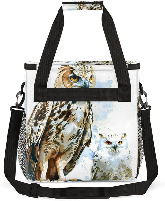 Cool Bird Owl Coffee Maker Carring Bag, Large Insulated Storage Organizer Case - Image 5