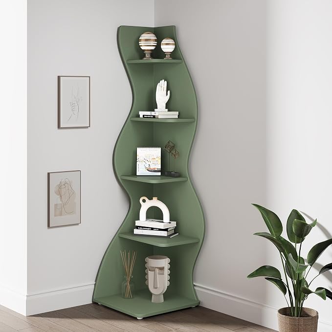 Tribesigns Corner Shelf, Modern 5-Tier Wall Corner Bookshelf, Stylish Corner - Image 8