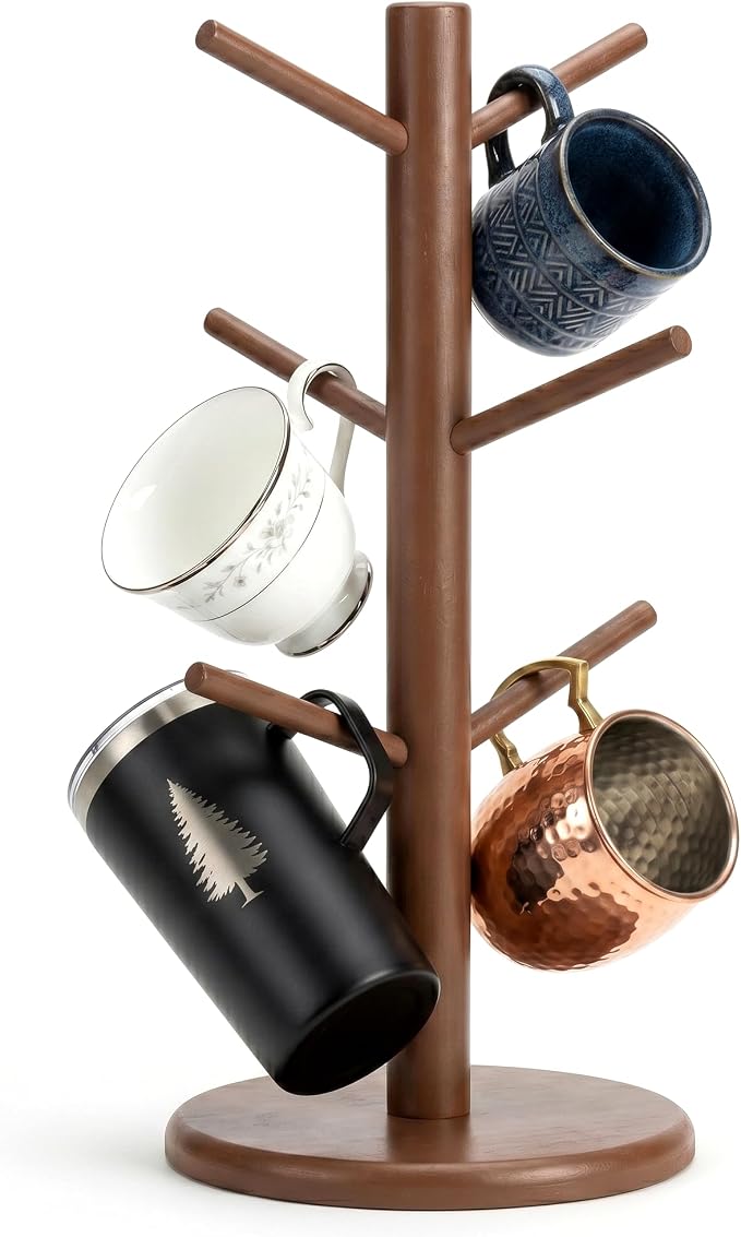 Wisuce Coffee Mug Tree Bamboo Mug Holder Coffee Cup Stand Mug Holders by Wisuce