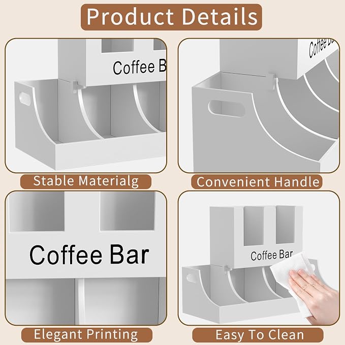 Coffee Station Organizer, Wooden Coffee Bar Organizer - Image 7