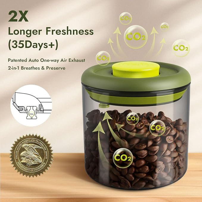 Airtight Coffee Canister – One-Way CO₂ Valve, UV Protection, 3X Thicker Glass - Image 2