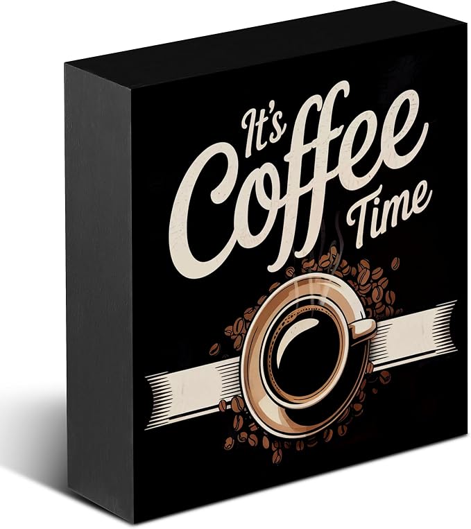 It's Coffee Time Wooden Box Decor 5x5 in by Unknown