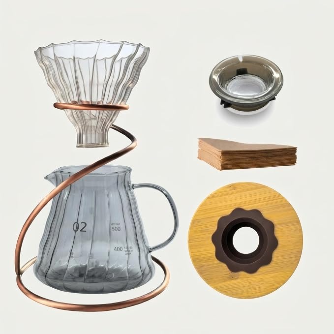 Pour Over Coffee Maker Set, 20oz Borosilicate Glass Carafe by HuzmiH