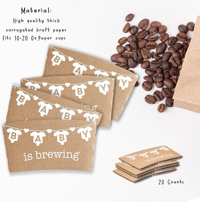 20 Counts A Baby Is Brewing, Coffee Cup Sleeves - Image 3