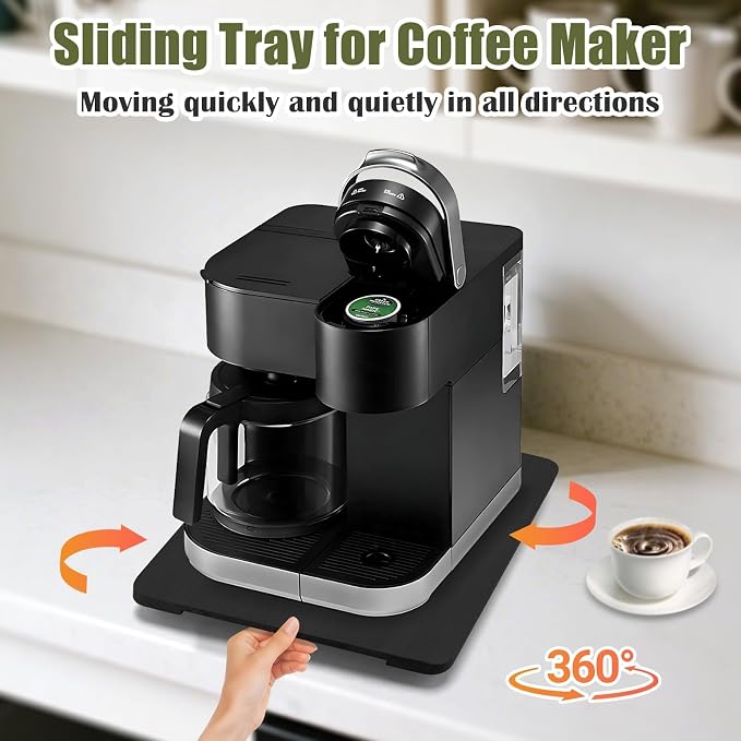 360° Rolling Tray for Coffee Maker, Sliding Tray Countertop Appliance Slider - Image 2