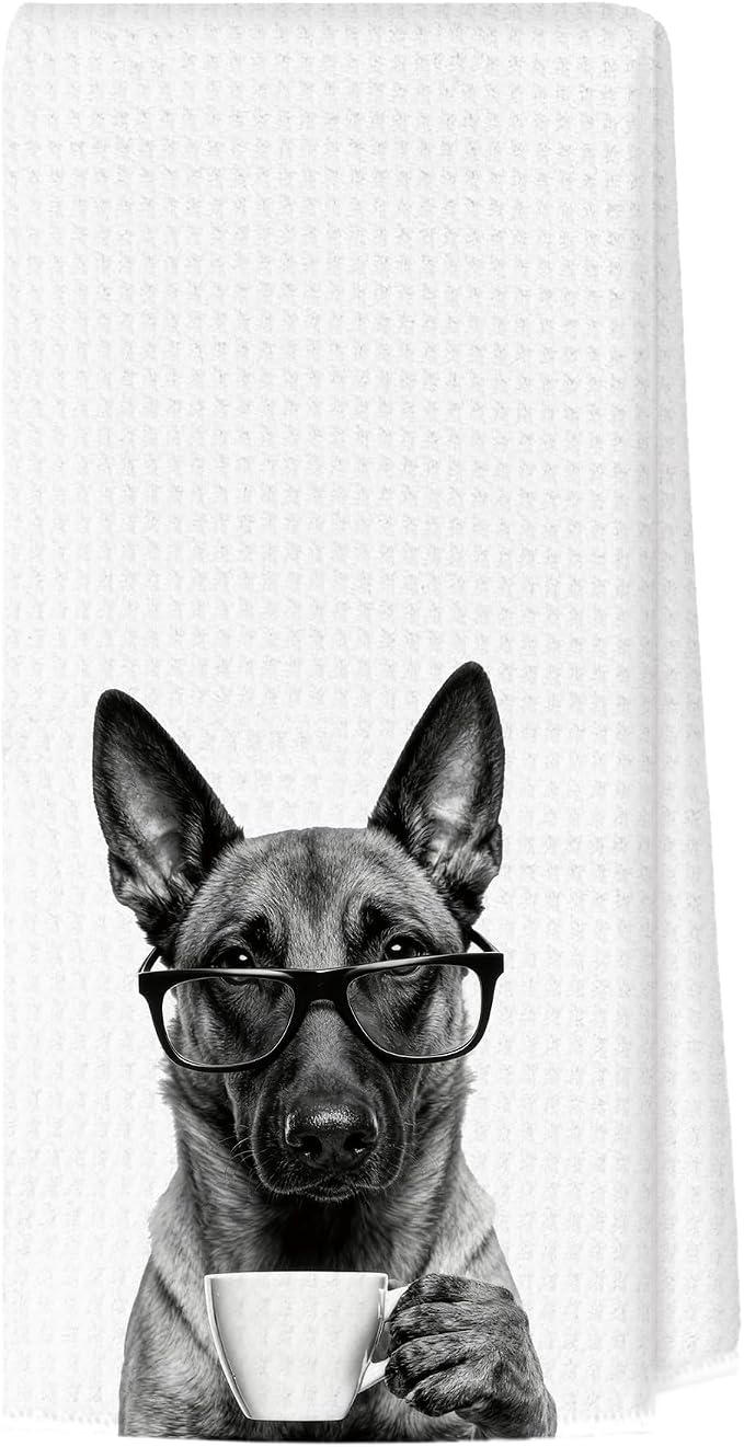 Funny Belgian Malinois Kitchen Towels, Dog Kitchen Accessories, Dog Chef Gifts by Unknown