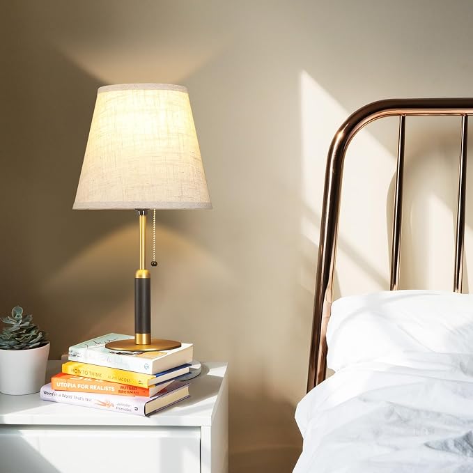 18.9" Set 2 Modern Mid Century Table Lamp Pull Chain Bedside Lamps - Image 8
