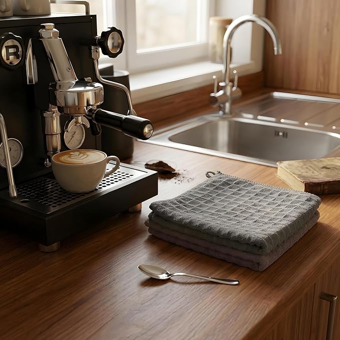 2Pcs 12''x12'' Barista Towels Waffle Microfiber Towel Espresso Machine Cloth - Image 4