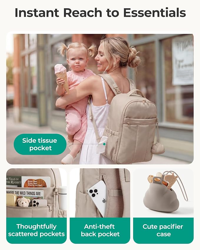 BAGSMART Baby Diaper Bag Backpack, Lightweight Puffy Diaper Bag - Image 2