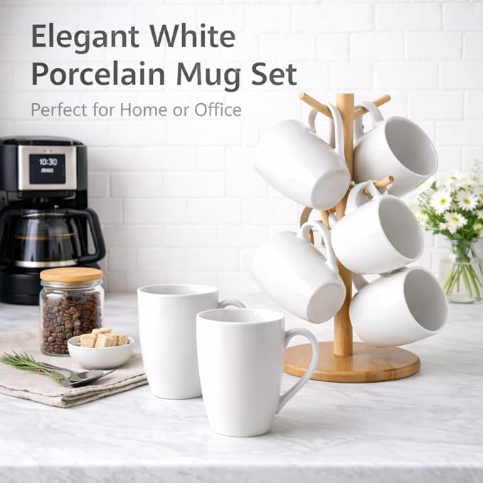 GBhome 12 OZ Off White Coffee Mugs, Ceramic Coffee Cups Set - Image 7
