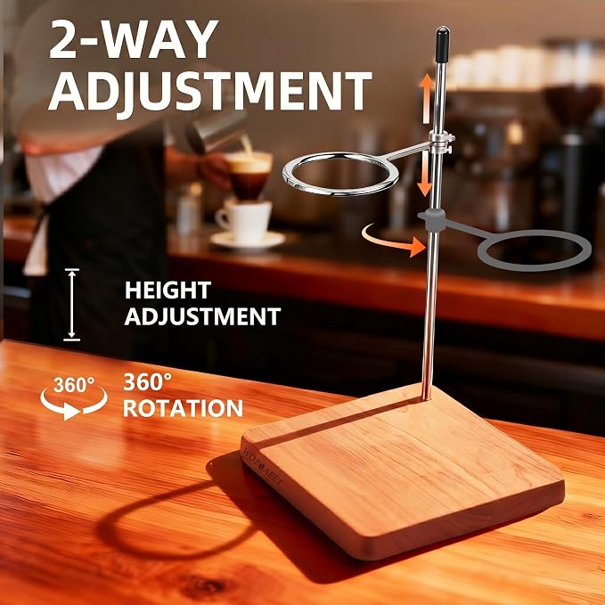 Pour Over Stand with Cherry Wood Base & Stainless Steel 360° Adjustable Coffee - Image 4
