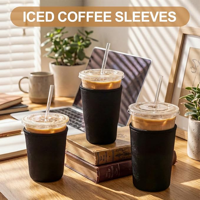 CHENGU 12 Pack Reusable Iced Coffee Sleeves Bulk Cold Cup Neoprene Insulated - Image 6