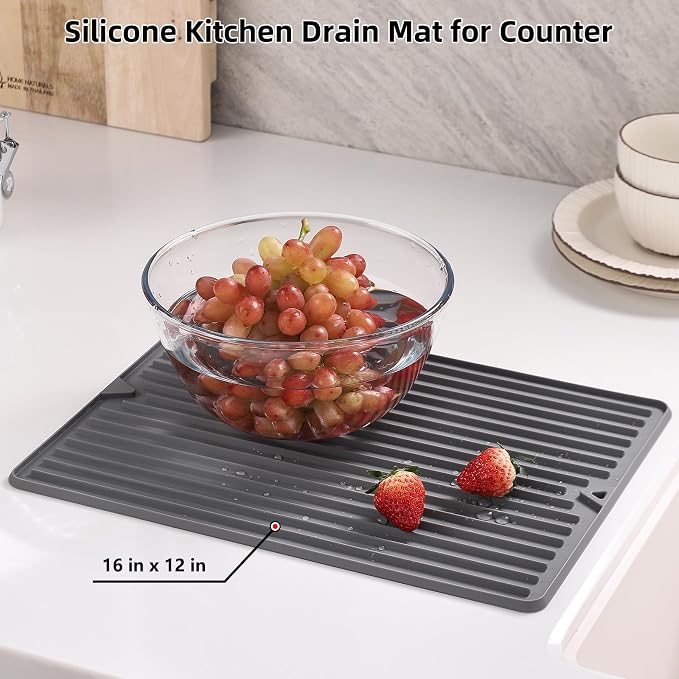 Silicone Dish Drying Mat, 16 x 18-inch Large Drying Mat - Image 6