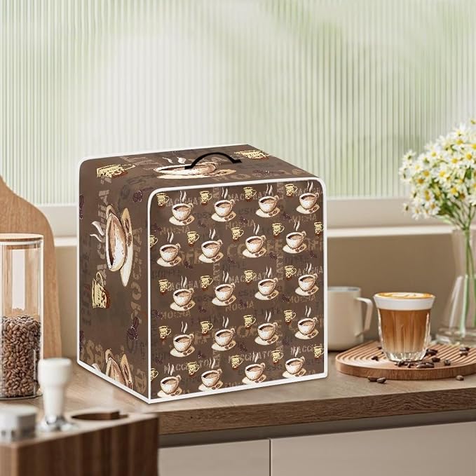Coffee Cup Print Coffee Maker Dust Cover Small Kitchen Appliance Cover - Image 3