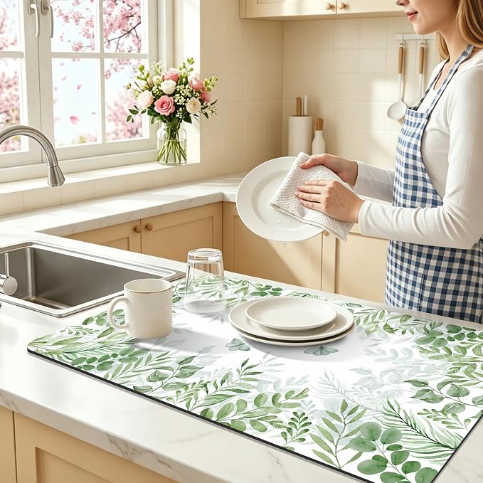 LOKHOM Dish Drying Mat for Kitchen Counter, Drain Rack Mat for Counter Coffee - Image 3