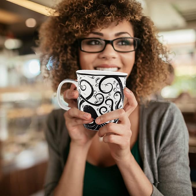 Karma Gifts 14 oz Black and White Boho Mug Octopus - Image 6