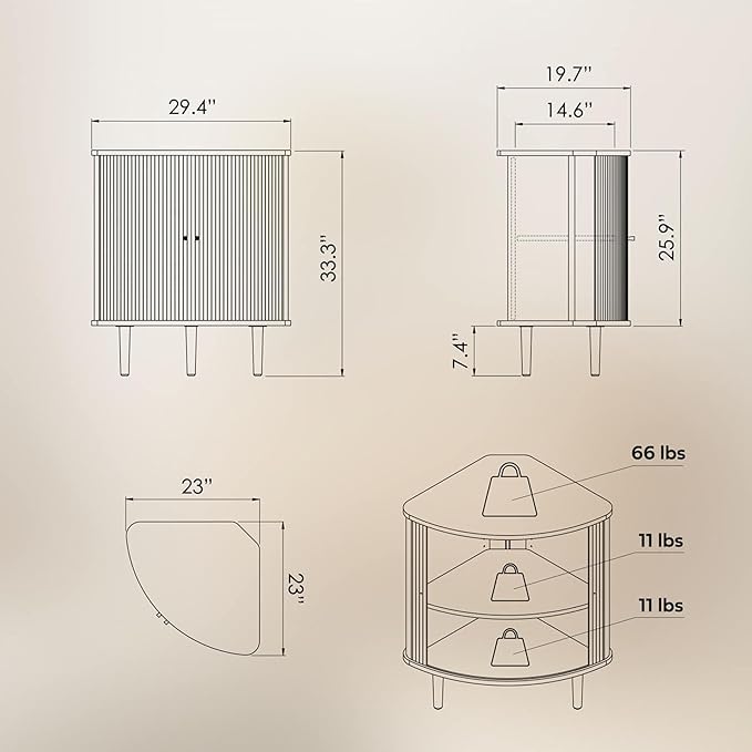 WERMO 30'' Fluted Corner Bar Cabinet - Image 2
