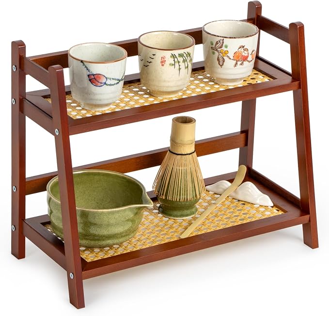 ANBOXIT Rattan-Look Matcha Station Organizer, Countertop Bamboo Tea & Coffee by ANBOXIT