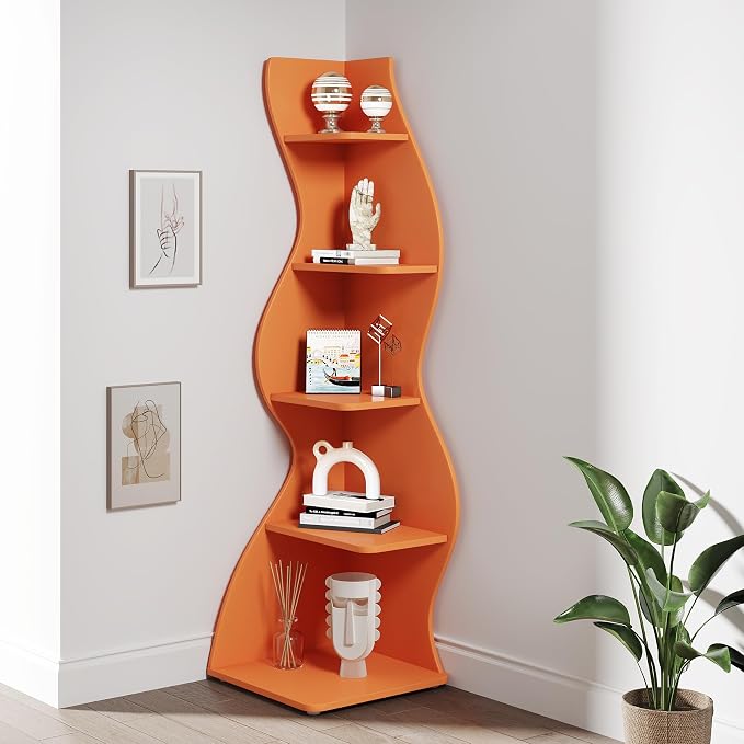 Tribesigns Corner Shelf, Modern 5-Tier Wall Corner Bookshelf, Stylish Corner - Image 8
