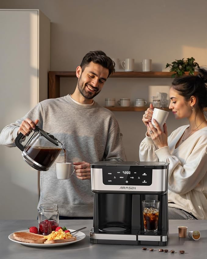 AIRMSEN 12-Cup Programmable Dual Coffee Maker – Single Serve Machine - Image 8