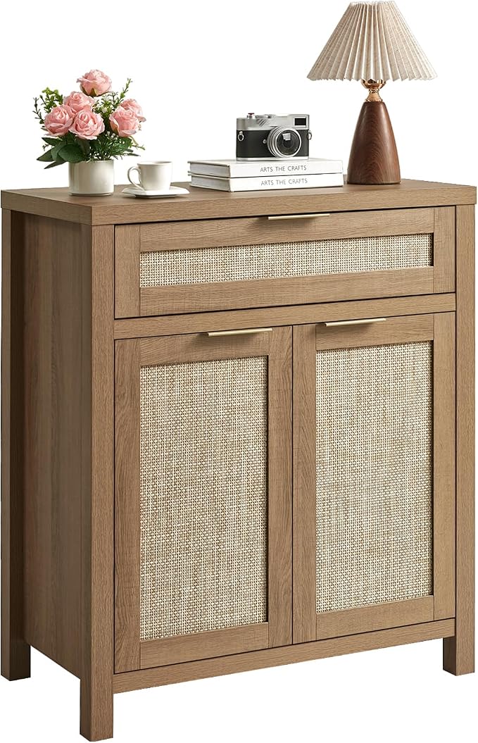 HOKYHOKY Rattan Sideboard Buffet Cabinet, Boho Storage Cabinet by HOKYHOKY