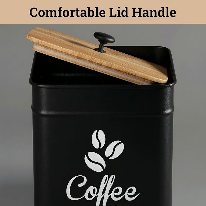 Airtight Coffee Canister - 40 oz Large Iron Black Coffee Container Airtight - 6 - Image 8