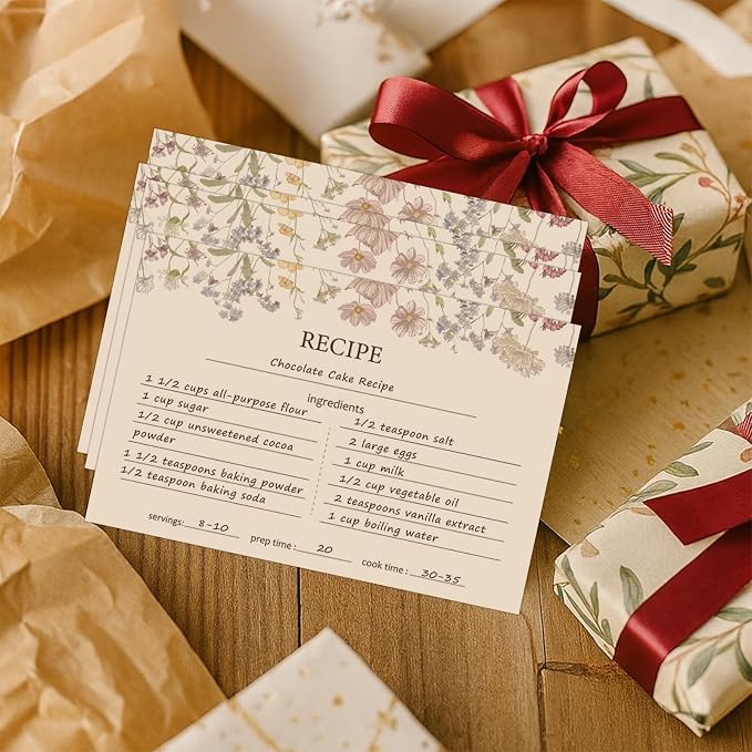 50 Pieces 4x6 Recipe Cards for Wildflower Bridal Shower Weeding Christmas - Image 6