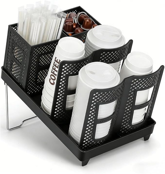 Atarvana 6 Slots Coffee Cup and Lid Storage Holder by Atarvana