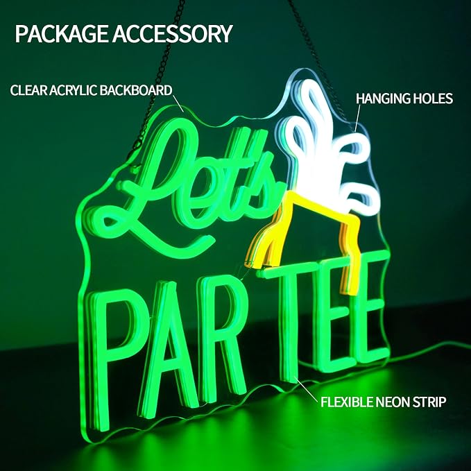Let's Par Tee Neon Sign Dimmable Golf Neon Light Sign - Image 3