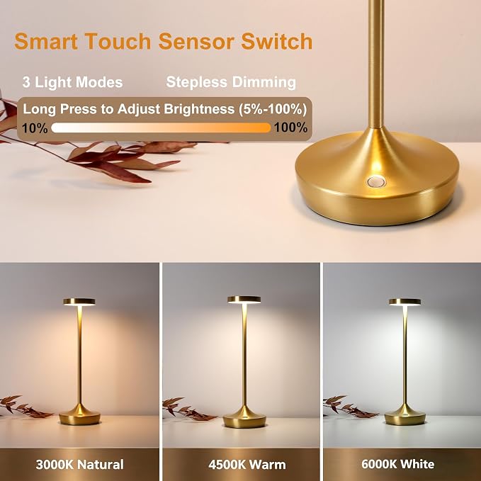 YHT 72Hrs Cordless Table Lamps, Rechargeable 6000mAh LEDOutdoor LED Battery - Image 5