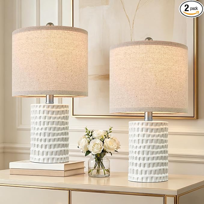 PORTRES 18.25" Modern Accent Ceramic Table Lamp Set of 2 by PORTRES