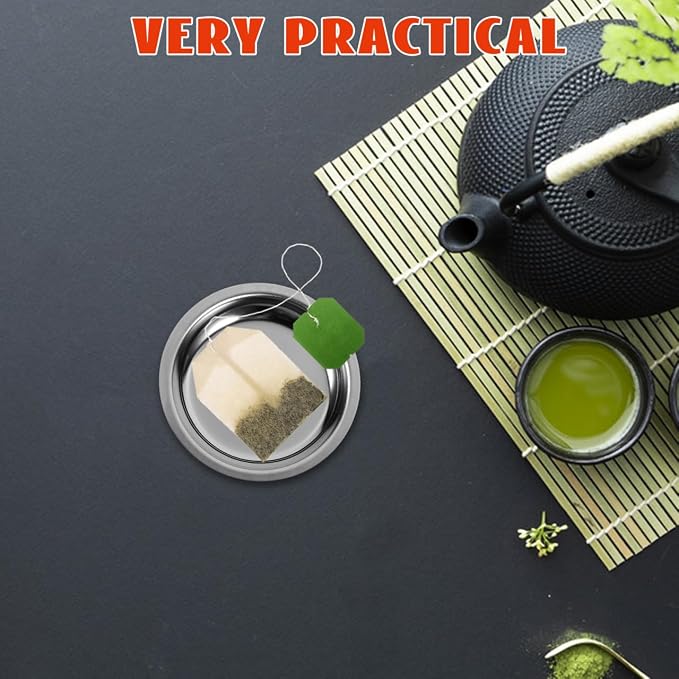 KICHOUSE Stainless Steel Tea Bag Dish Round Tea Bag Coaster Holder Coaster - Image 6