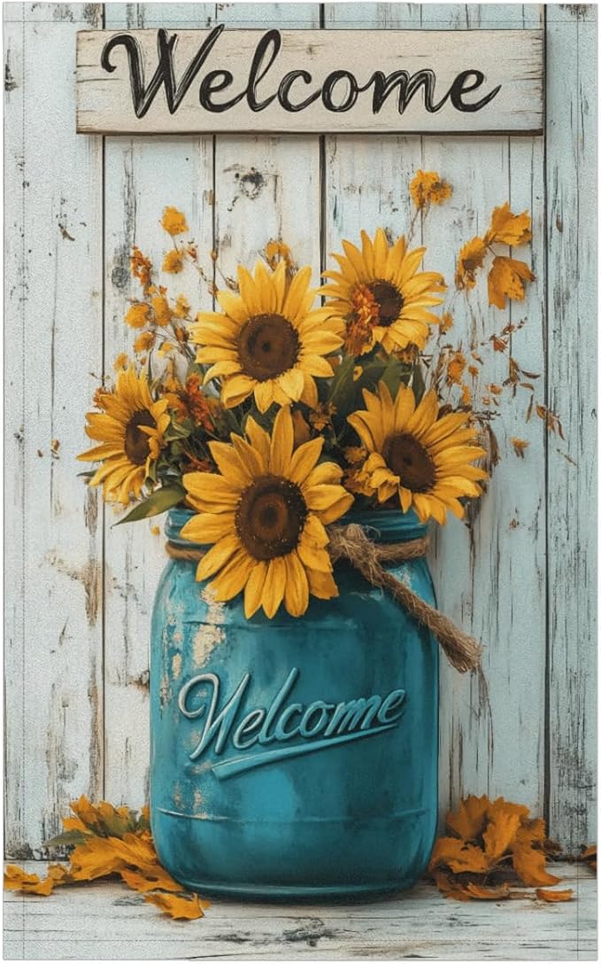 Welcome Sunflowers Kitchen Towels Set of 2 Flower Bottle Dish Towels Bar by Unknown