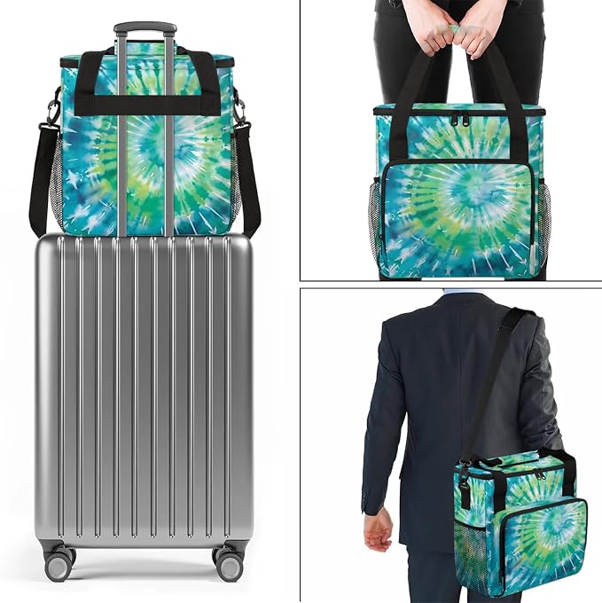 Tie Dye Blue Green Coffee Maker Carring Bag, Large Insulated Storage Organizer - Image 7