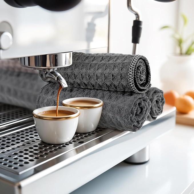 4Pack Waffle Weave Microfiber Towel, 11.8" Barista Towels - Image 2