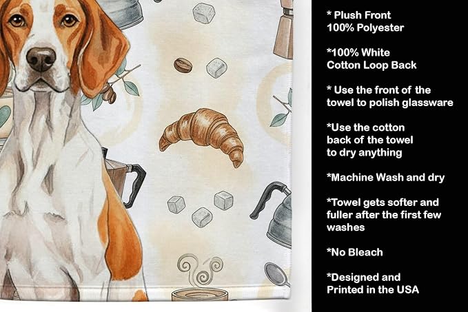 Caroline's Treasures Orange and White Pointer Coffee Bar Kitchen Towel Velour - Image 4