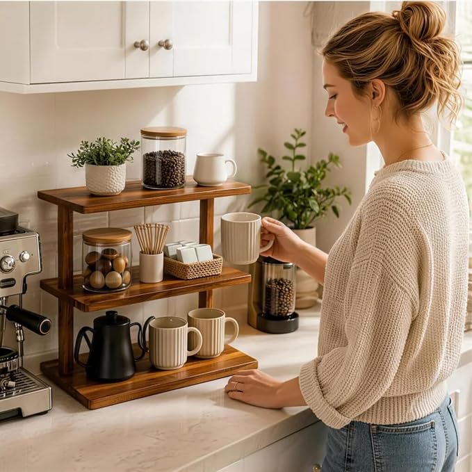 Coffee Station Organizer for Countertop, Coffee Station Organizer, Wooden - Image 2