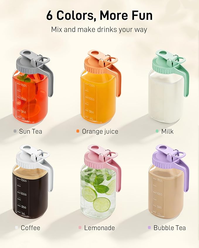 OneDream 2 Pack Mason Jar Pitcher, 64 oz Glass Pitcher - Image 8