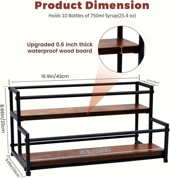 Coffee Syrup Rack Organizer, 2-Tier | Metal Bottle Holder, 10 Bottles Capacity - Image 6