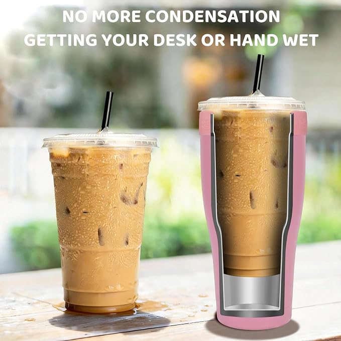 Universal Iced Coffee Sleeve, 32oz Stainless Steel Insulator Fits 16-32oz - Image 4
