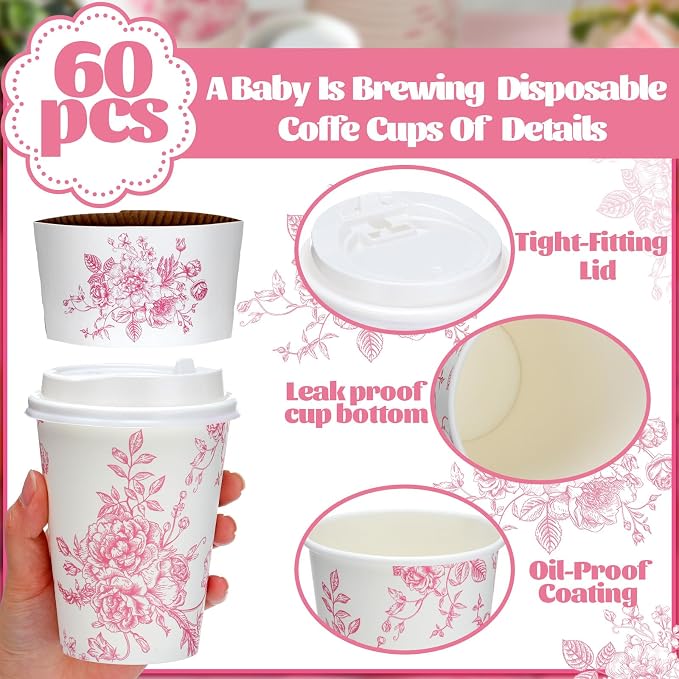 Vesici 60pcs 14oz Pink Disposable Coffee Cups - Image 3
