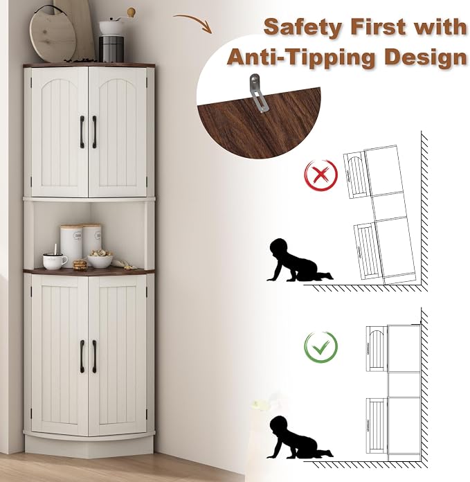 HOKYHOKY Tall Corner Cabinet, 64.7" Corner Storage Cabinet - Image 9