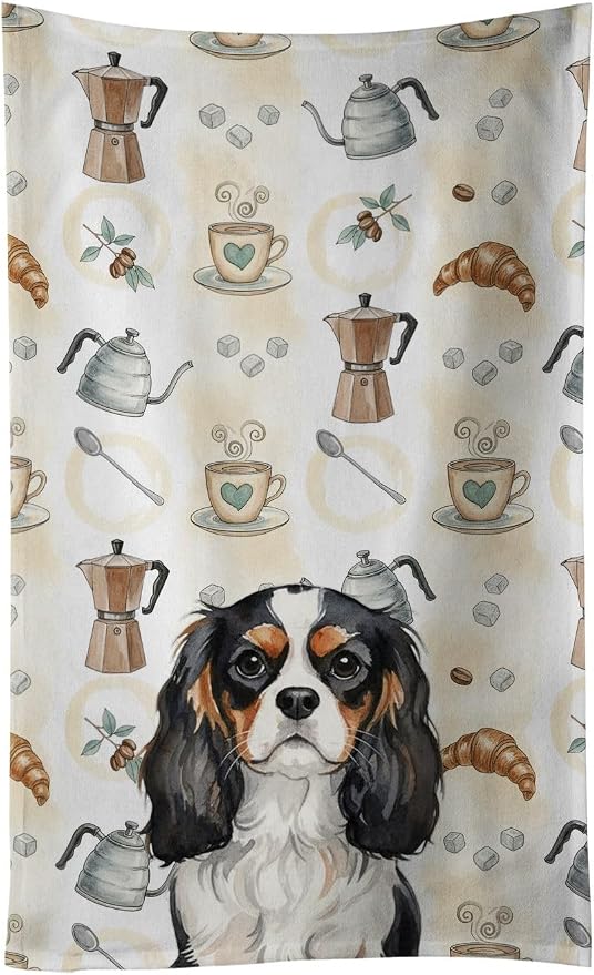Caroline's Treasures Tricolor Cavalier Spaniel Coffee Bar Kitchen Towel Velour by CarolinesTreasures
