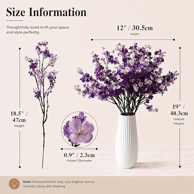 Mandy's 6 Bundles Artificial Shades of Purple Baby’s Breath Flowers | 18.5 Inch - Image 3