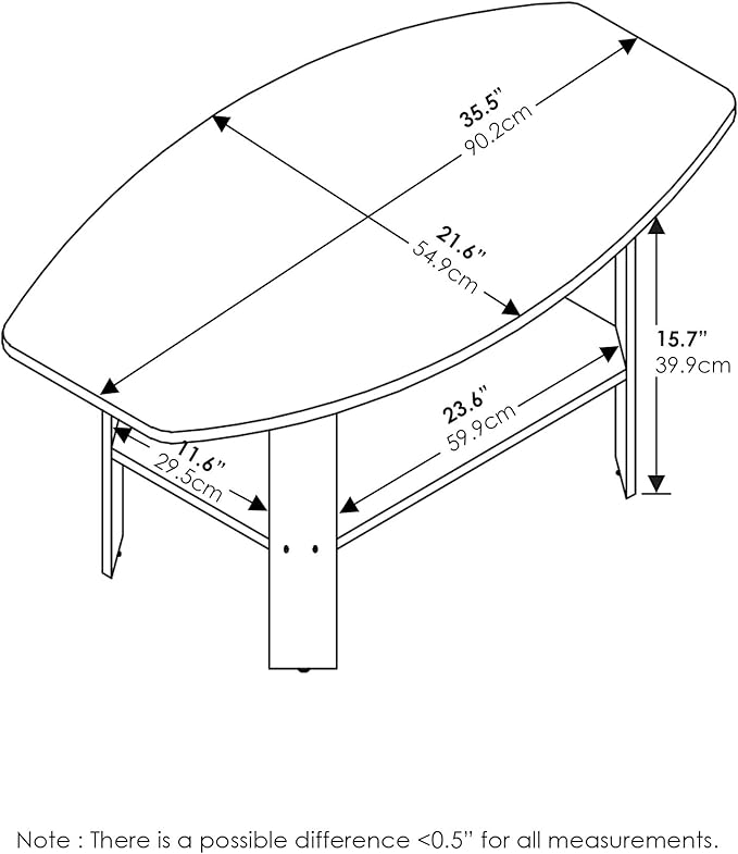 Furinno Simple Design Coffee Table, Dark Walnut - Image 2