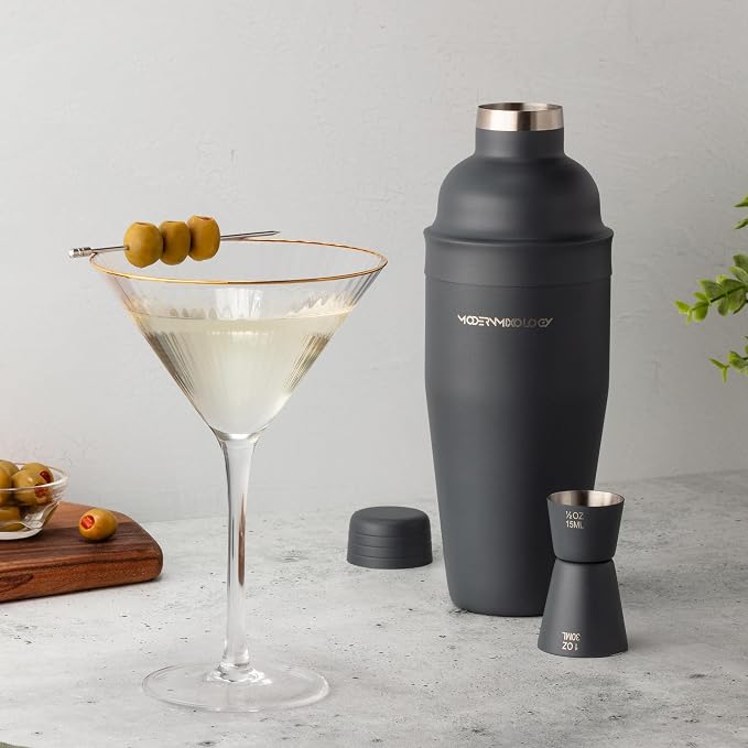 Modern Mixology 24oz Matte Dark Grey Cocktail Shaker Set – Bartender Essentials - Image 6